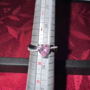 White Gold Filled Pink CZ Heart Ring